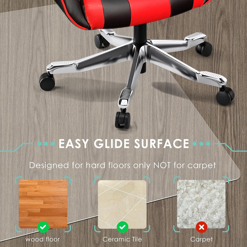 Vicwe Office Chair Mat for Hard Floor, 60"x48" Anti-Slip PVC Computer Chair Mat, Easy Glide for
