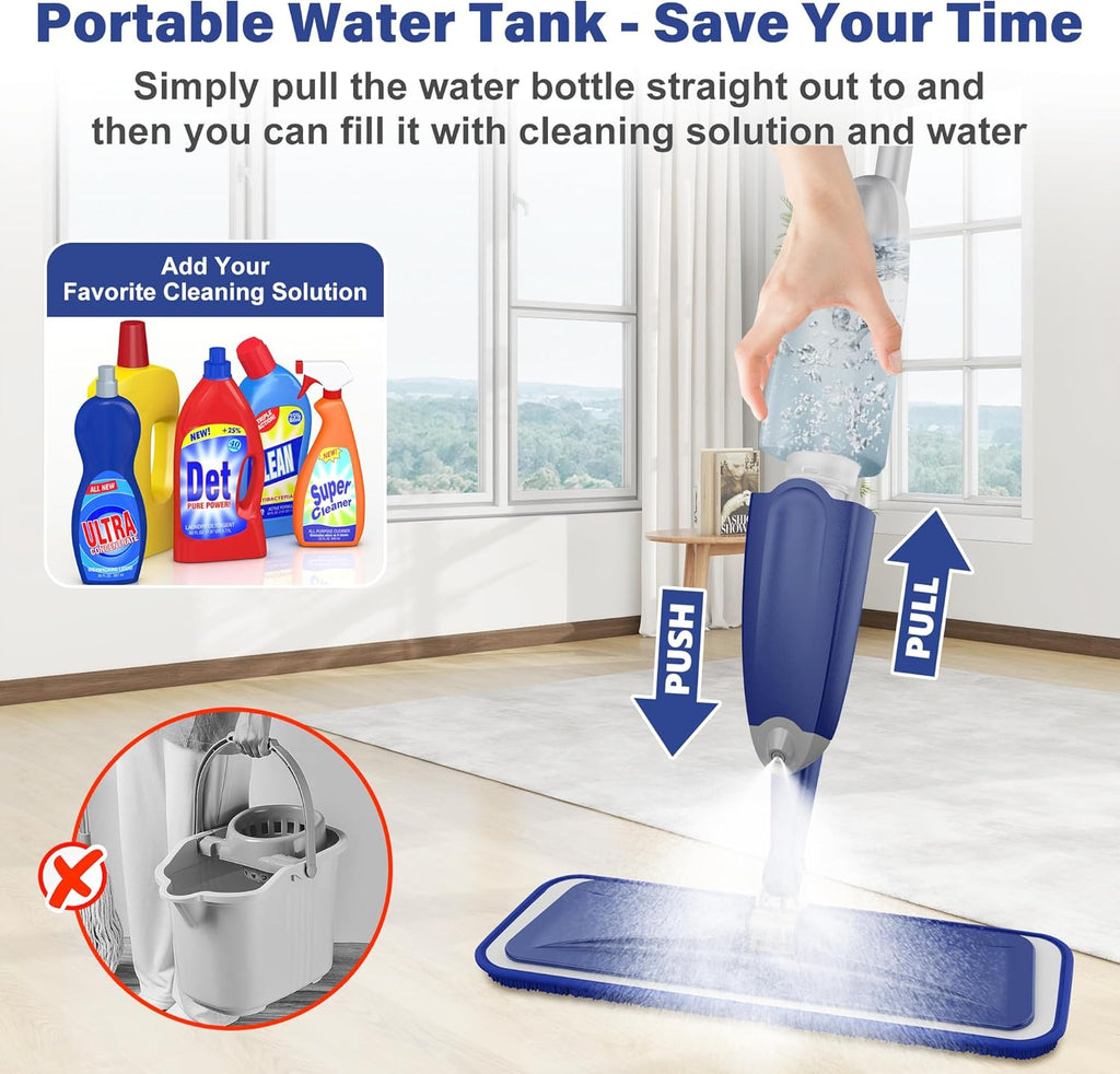 Microfiber Spray Mop for Floors Cleaning: Wet Dry Hardwood Floor Mops with 3 Washable Pads for