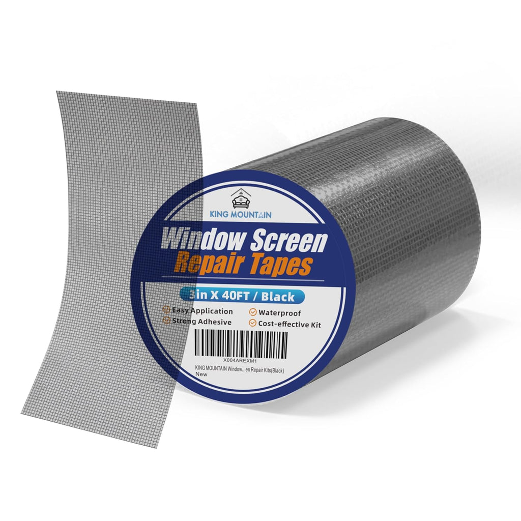 KING MOUNTAIN Black Window Screen Repair Tape,3inX40FT Heavy Duty Screen Repair Kit for Window