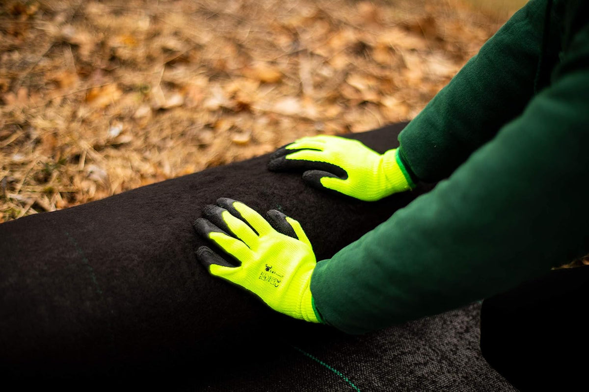 G & F 1516 12 Pairs Pack Premium High Visibility Low emissions Green Work and gardening Gloves for