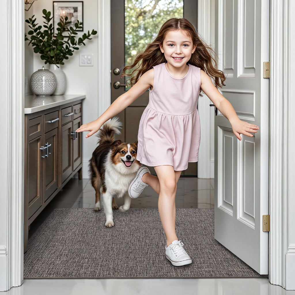 LUMI Ultra Thin Door Mat for Entryway, 24"x36" Low Profile Non Slip Rubber Backing Indoor Doormat