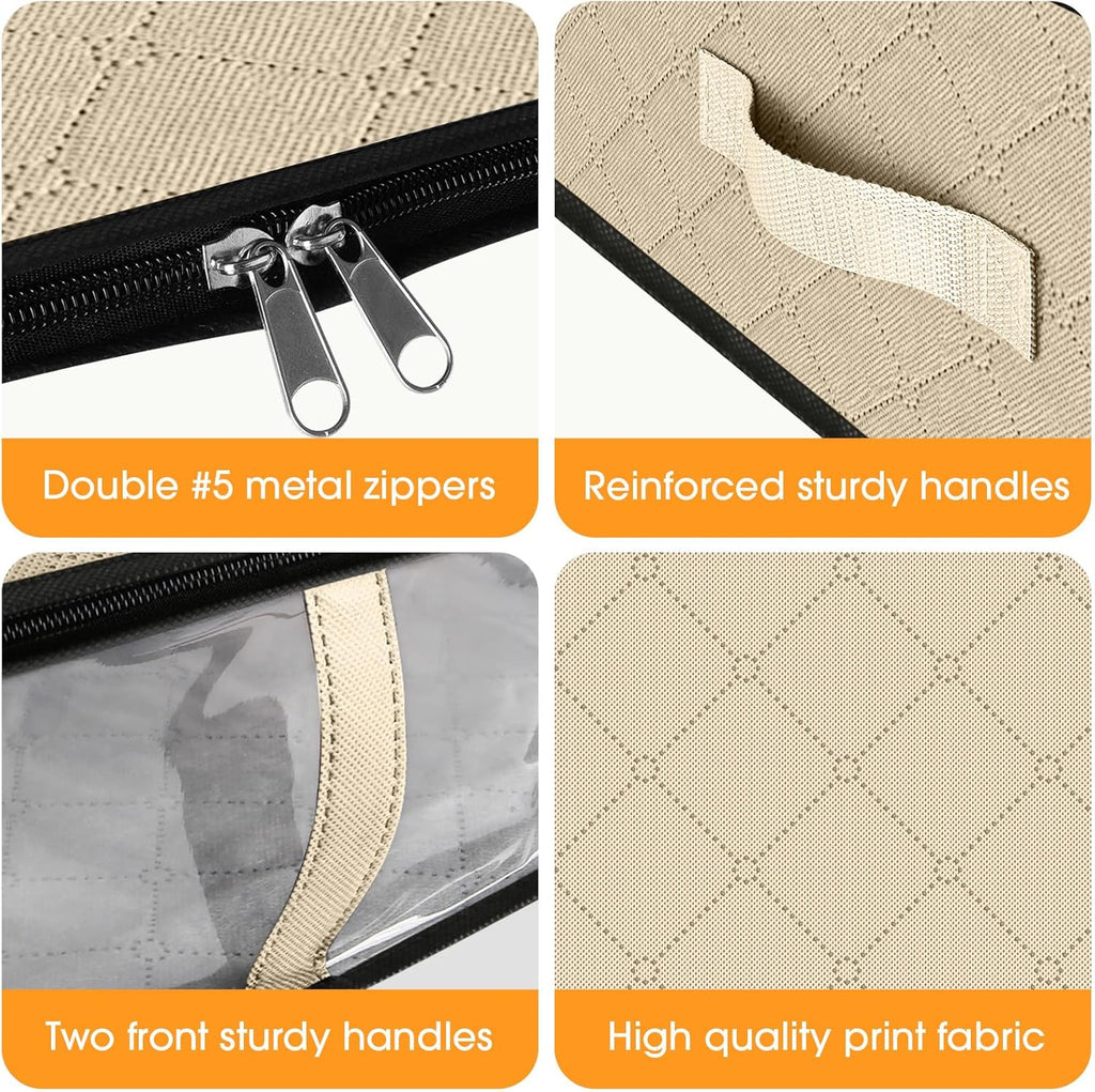 StorageRight Under Bed Storage Bins, 6-Pack 40L Foldable Fabric Storage Bags with Transparent