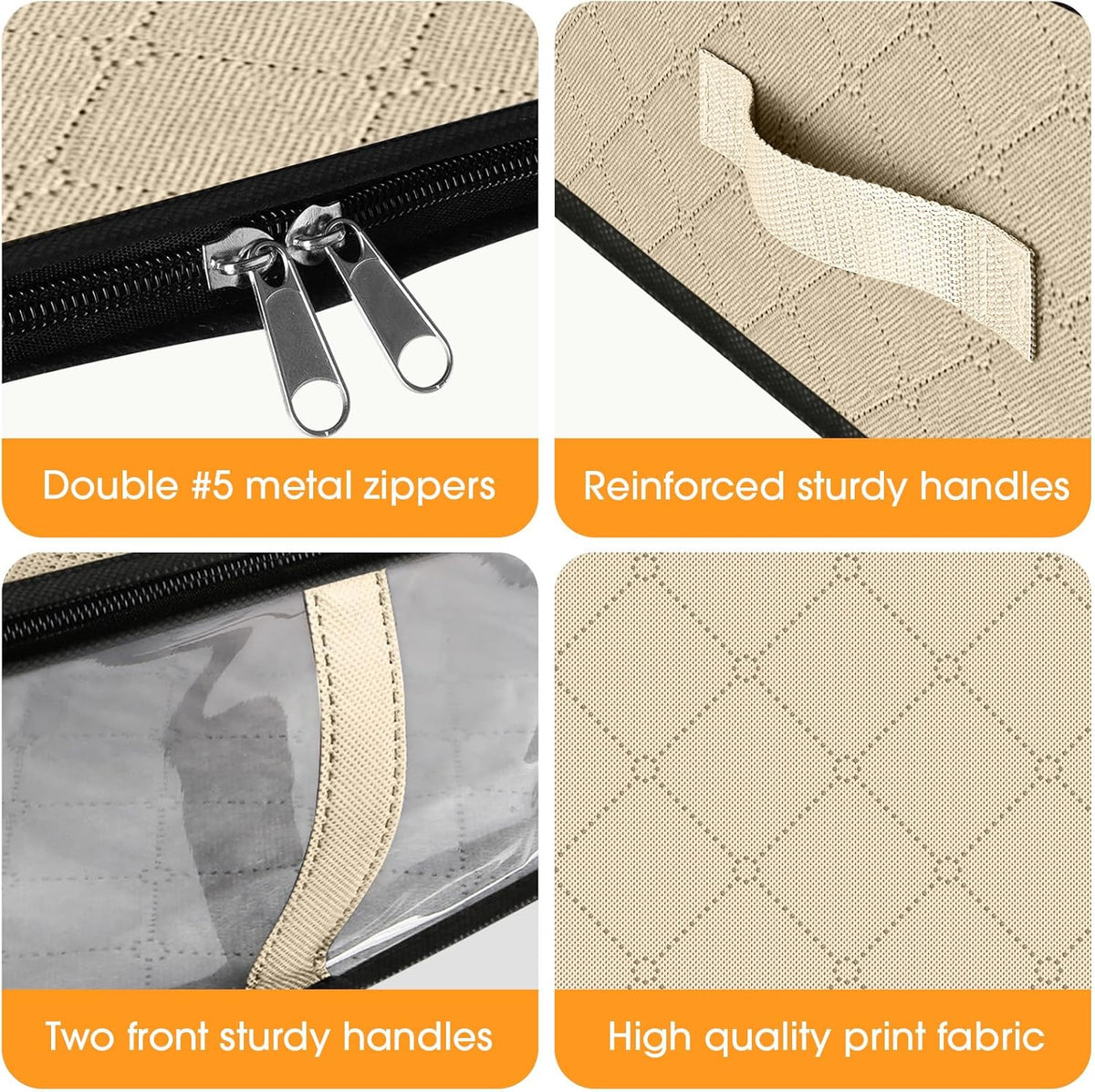 StorageRight Under Bed Storage Bins,10-Pack 40L Foldable Fabric Storage Bags with Transparent