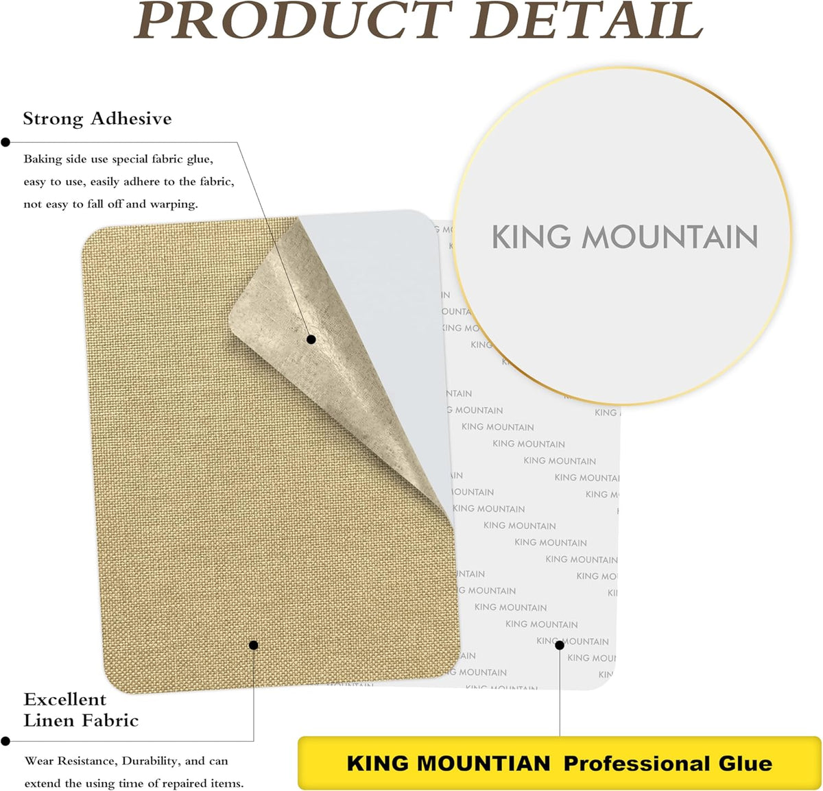 KING MOUNTAIN Coarse Linen Repair Patches, Self-Adhesive Linen Fabric Patches, 8X11 inch 2 PCS