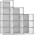 Kuject X-Large Shoe Storage Boxes Organizers Clear Plastic Stackable 12 Pack, Shoe Rack & Holder
