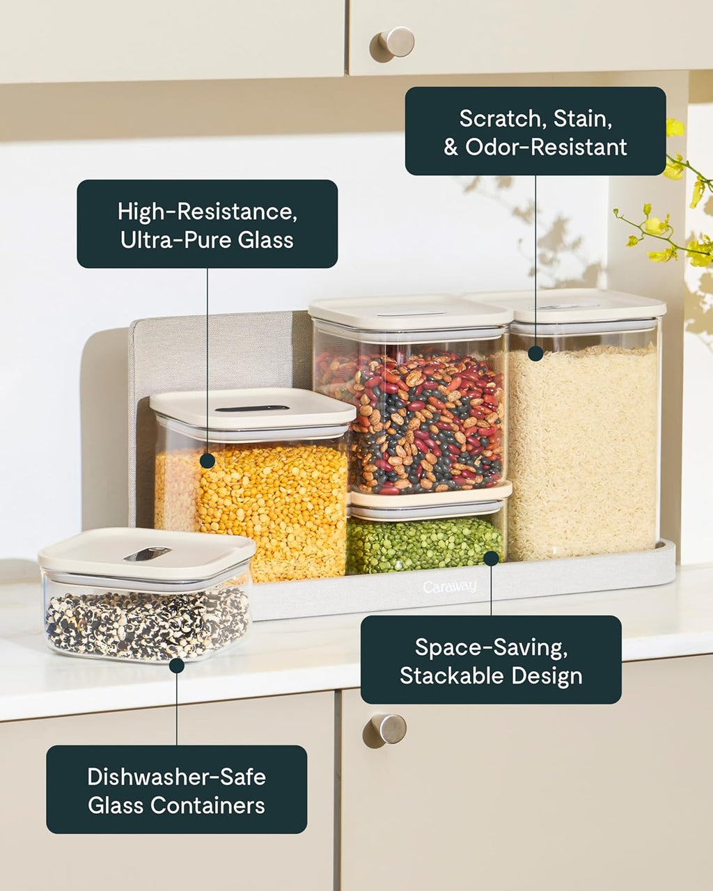 Caraway 14-Piece Glass Airtight Food Storage Containers with Lids – Non-Toxic, BPA-Free Kitchen