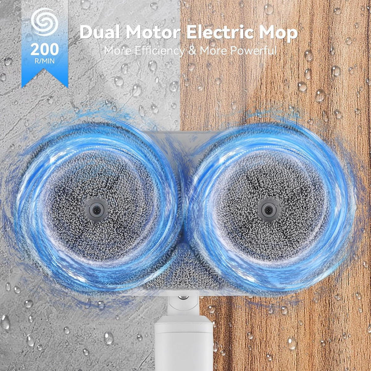 Cordless Electric Mop, Dual Motor Powerful Spin, Cordless Mop with LED Headlight/Water Sprayer