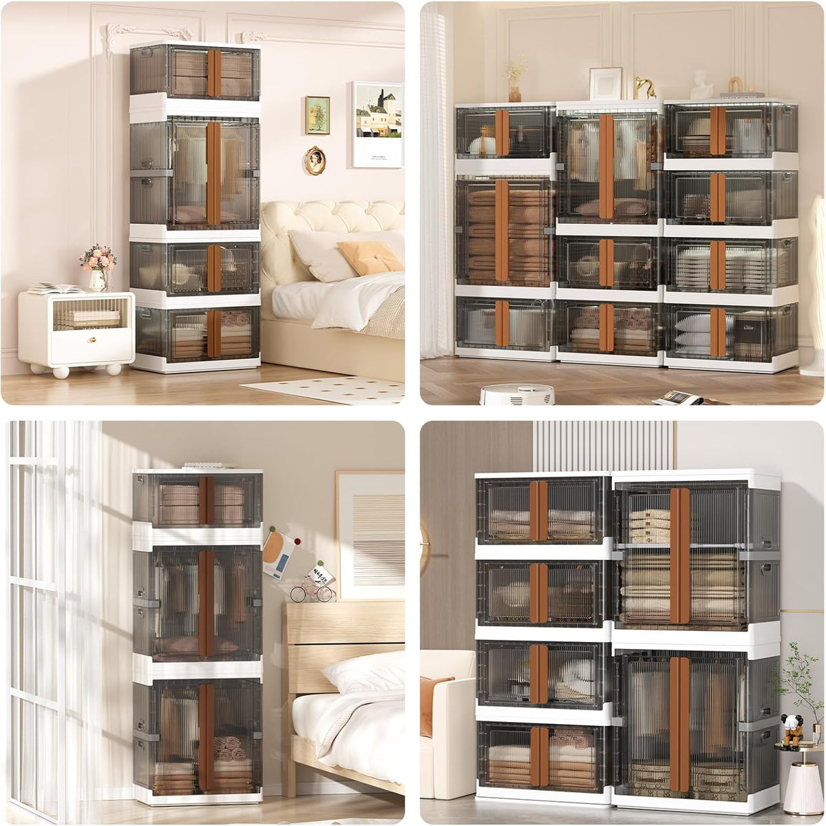 HAIXIN Closet Organizers and Storage, Collapsible Clothing Storage with Closet Rod and Clothes