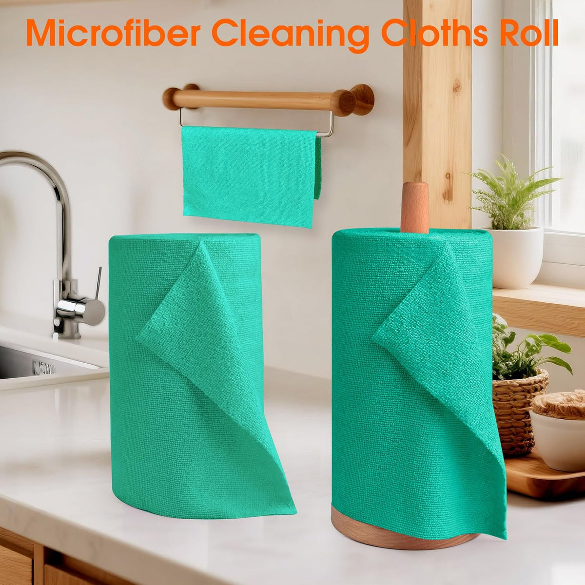 Roll of Microfiber Cleaning Cloth –100 Pack, Tear Away Microfiber Towels, Reusable, Washable