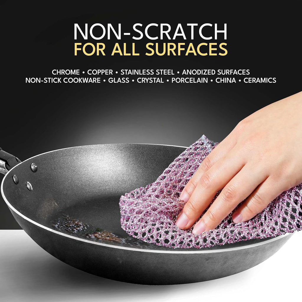 Heavy Duty Dish Scrubbers - Non Scratch Scouring Pads - Odorless and Long Lasting - Replace Sponges