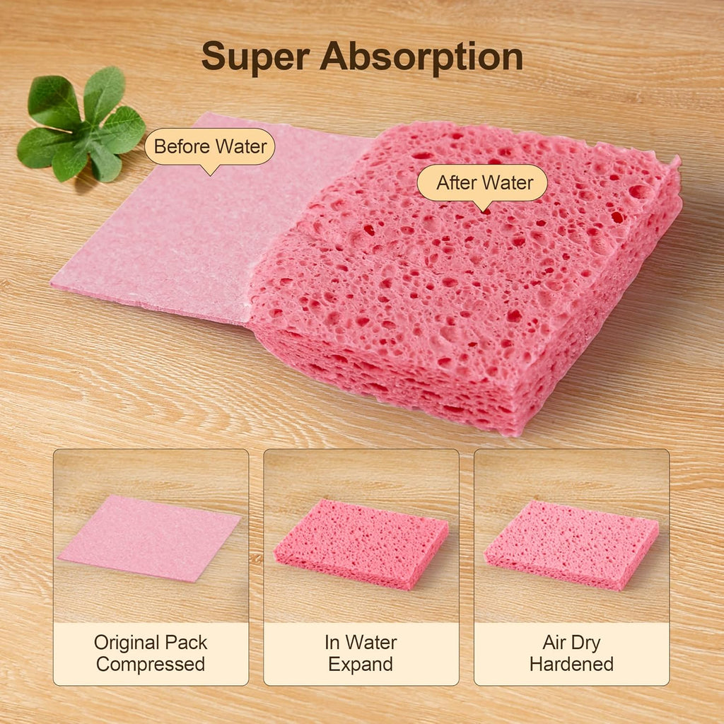 JOYMOOP Dish Sponge Scrubber, Cellulose Sponges Kitchen for Non-Scratch Washing Dishes, Household