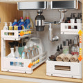 2-Pack Under Sink Organizers and Storage,2-Tier L Shape Pull Out Cabinet Organizer With Round Tube