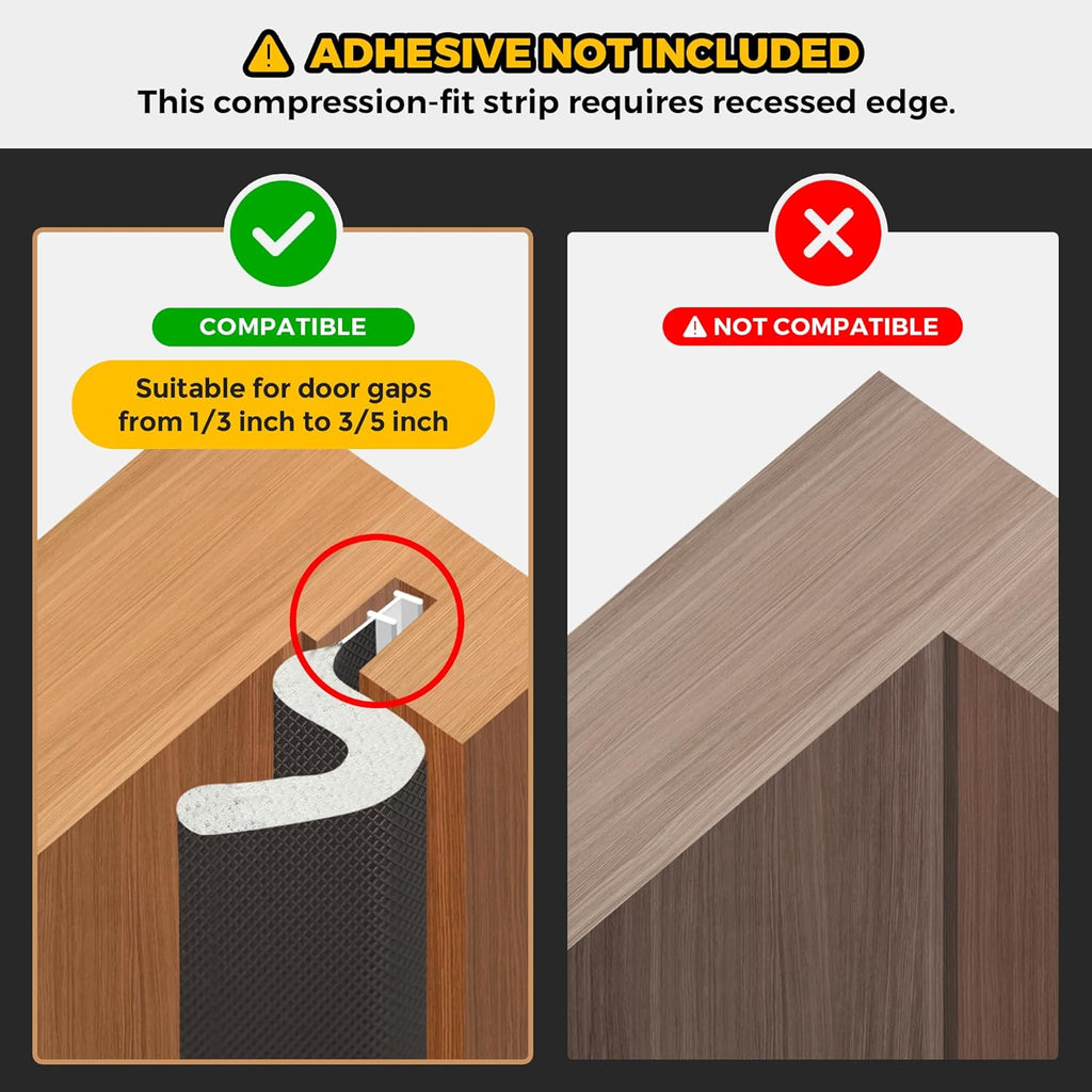 Ravinte Weather Stripping Door Seal Strip Soundproof "Q" Foam Weather Stripping for Door Frame