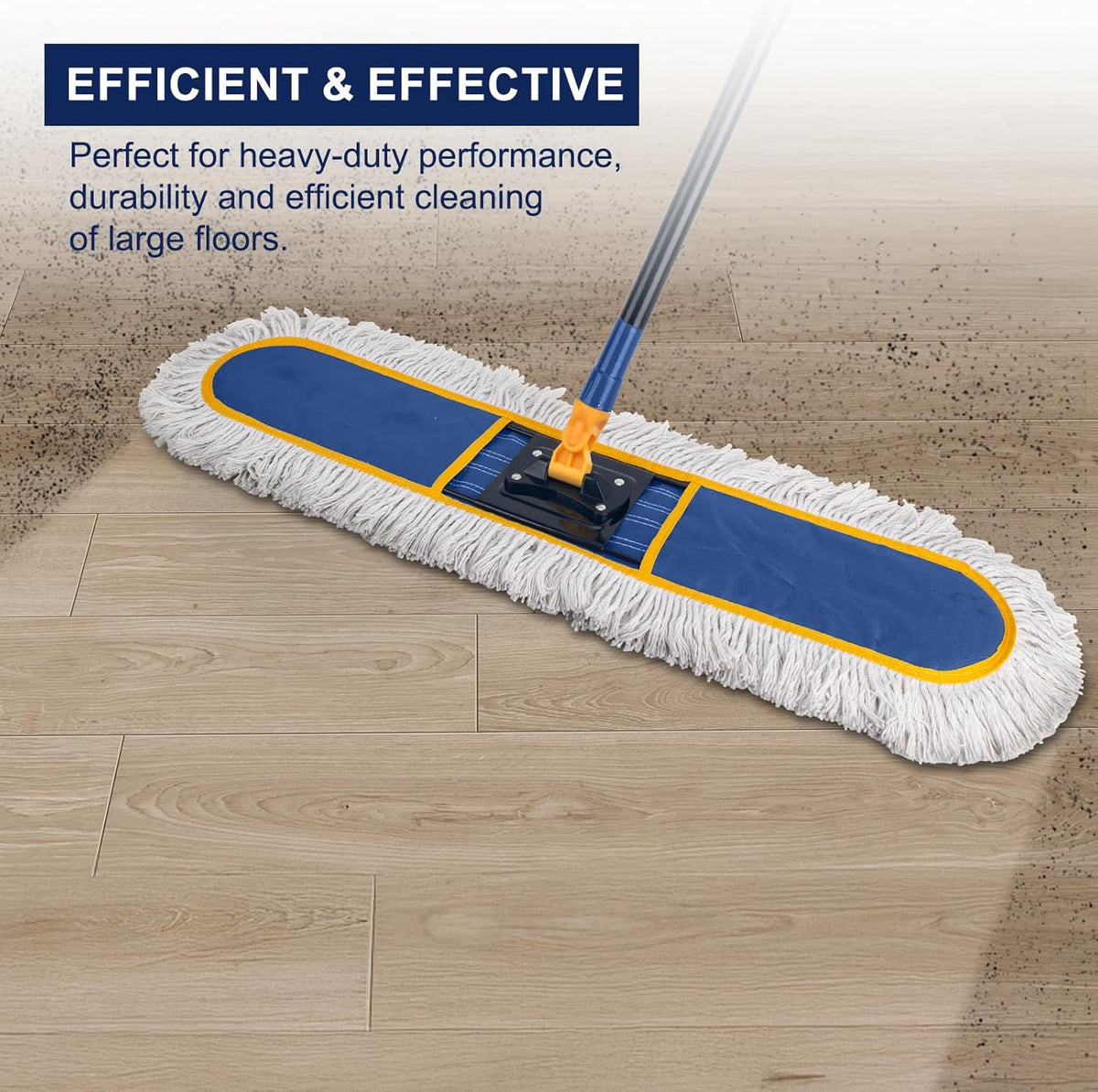 KeFanta 24" Commercial Dust Mop Replacement Heads, Reusable Industrial Dust Mop Pads, Blue Washable
