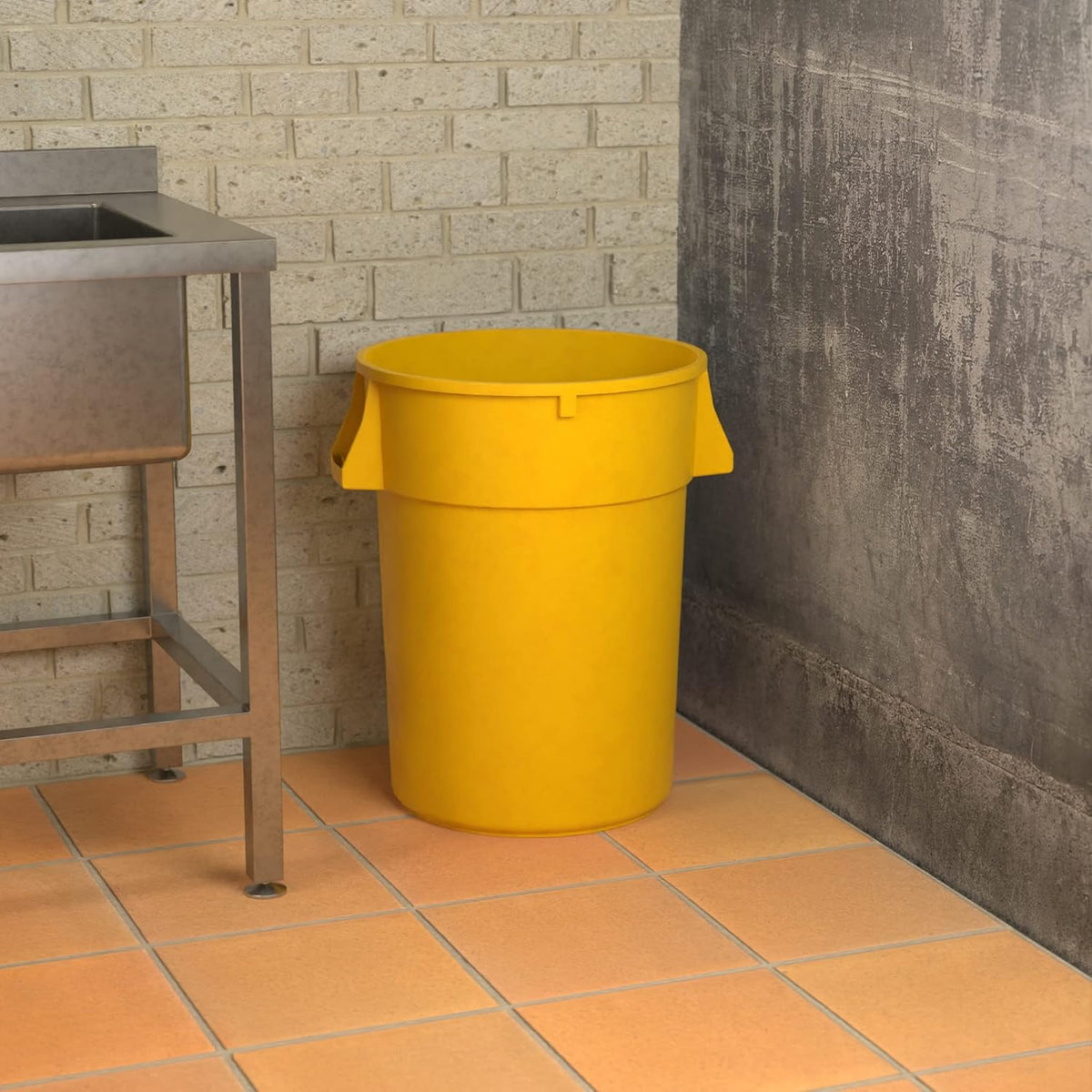 44 Gallon Yellow Round Commercial Trash Can