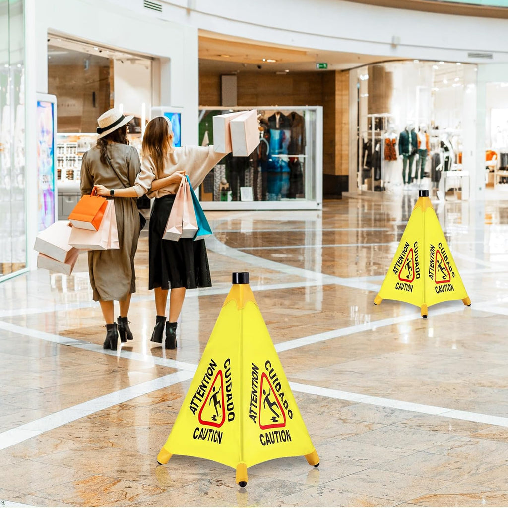 8 Pcs Pop up Wet Floor Sign with Storage Tube 20 Inch Wet Safety Signs Commercial Caution Safety
