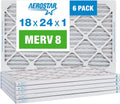Aerostar 18x24x1 MERV 8-6 Count - High Efficiency Pleated HVAC, Furnace & Air Conditioner Filters