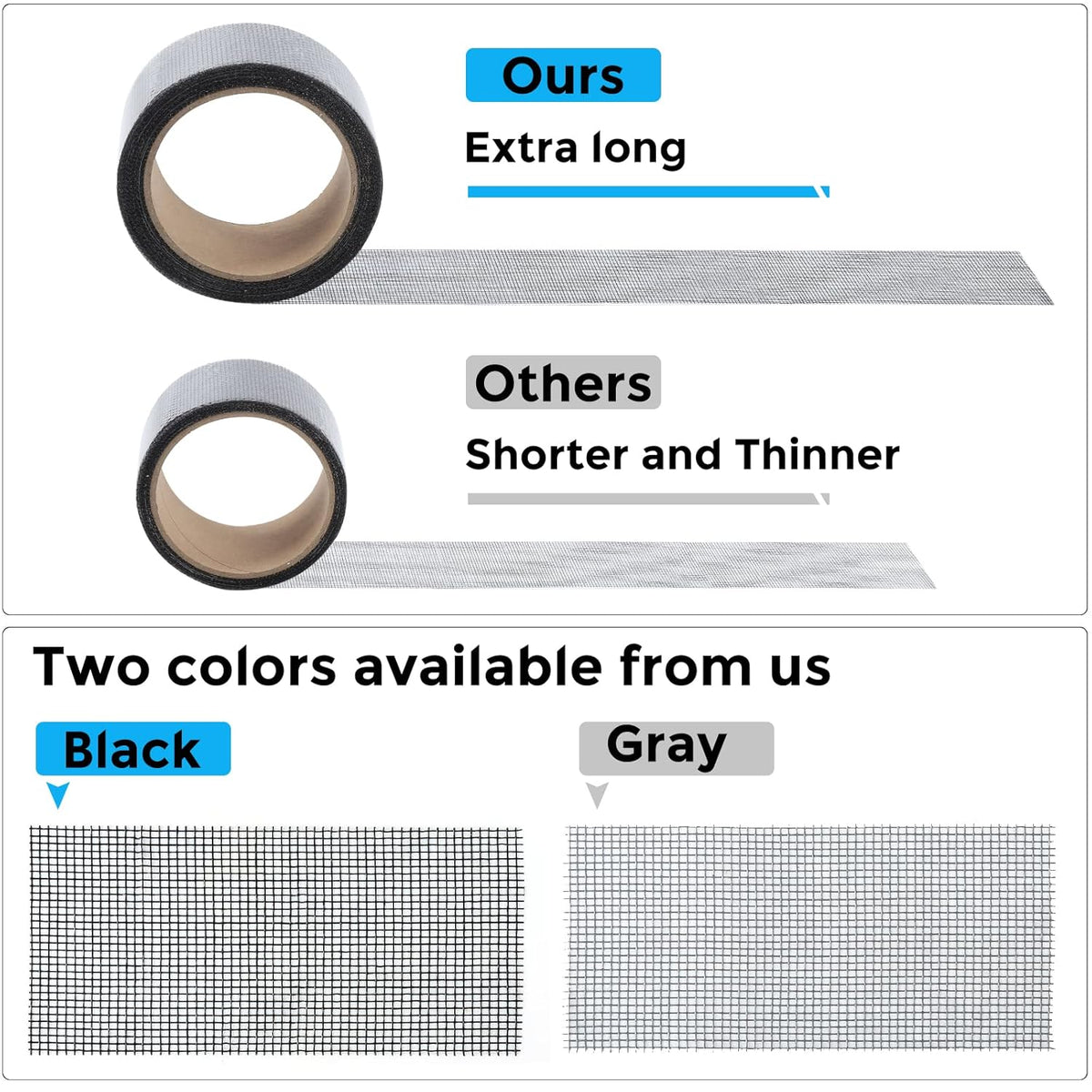 Grey Window Screen Repair Tape, 2IN X 10FT Screen Repair Kit for Windows or Doors, Strong Adhesive