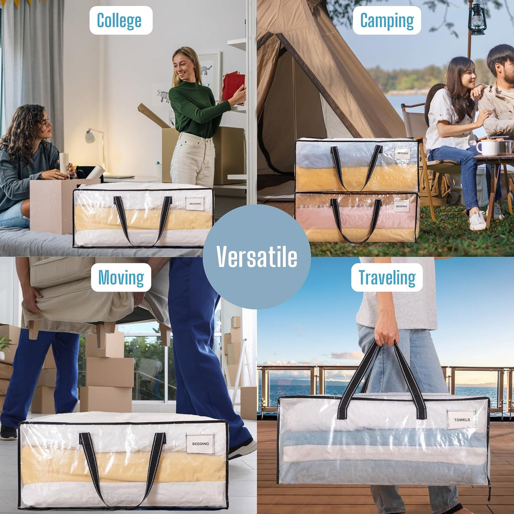 VENO 2 Pack Moving Bags Extra Large Storage Bags for College Move-In, Heavy-Duty Storage Totes