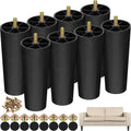 TURSTIN 8 Pack 6 Inch Plastic Furniture Legs with M8 T-Nuts Screws Tapered Sofa Couch and Chair