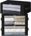 HomeHacks Storage 3-Pack Clothes Organizer Storage Bags Foldable Storage Box with Large Clear