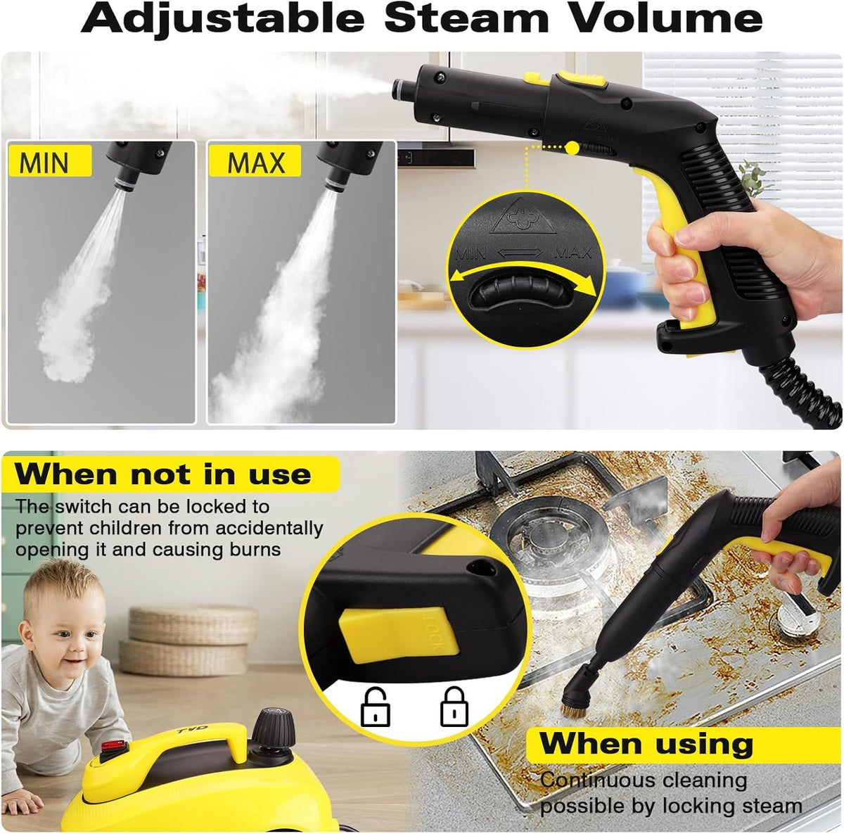 TVD Steam Cleaner, Heavy Duty Canister Steamer with 26 Accessories, Steam Mop with 5M Extra-Long