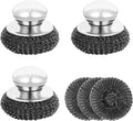 6Pcs Steel Wool Scrubber, Stainless Steel Scrubber with Handle for Cleaning Kitchen and Household