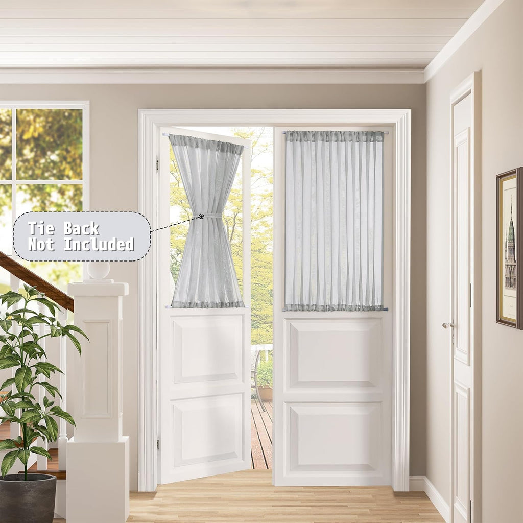 Tollpiz Short Sheer Door Curtain Closet Linen Textured Curtain Sheers Doorway Light Filtering Voile
