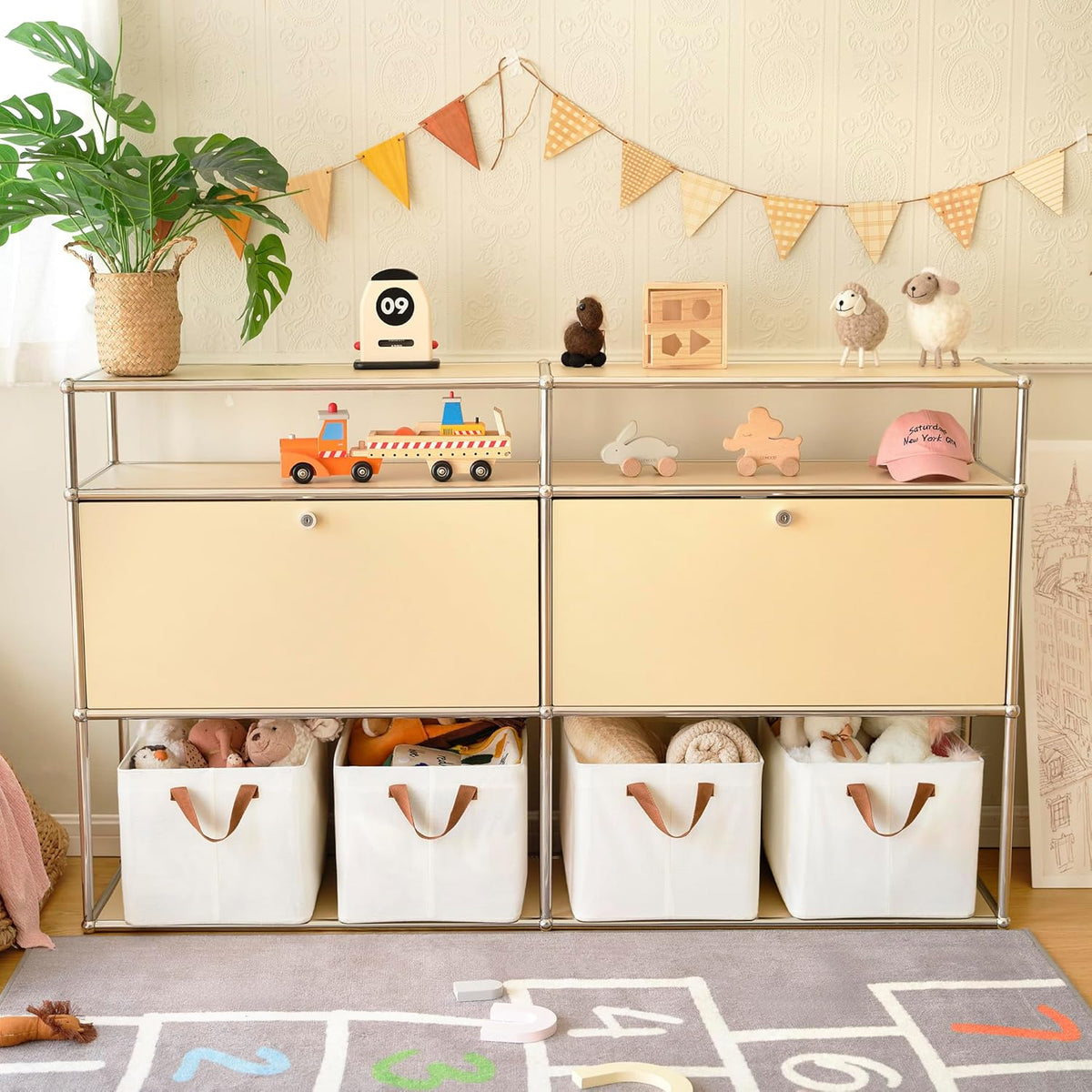 GRANNY SAYS Closet Storage Baskets, Collapsible Fabric Storage Bins with Metal Frame, Clothes
