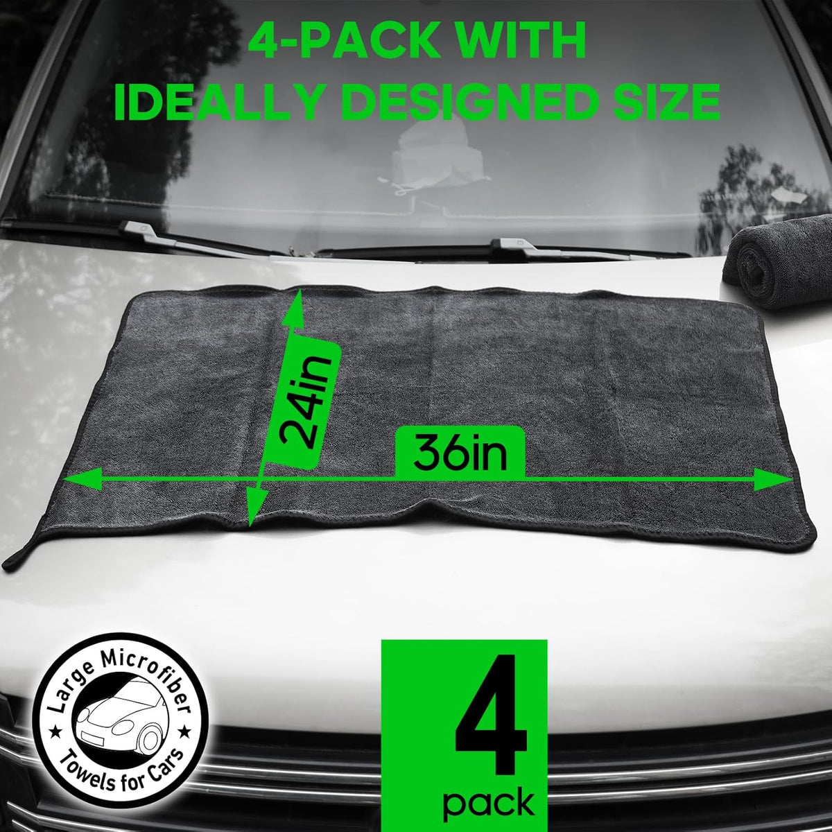 PBHEPJ 4 Pack Microfiber Towels (36"x 24") Extra Large Ultra Absorbent Drying Towel for Cars and