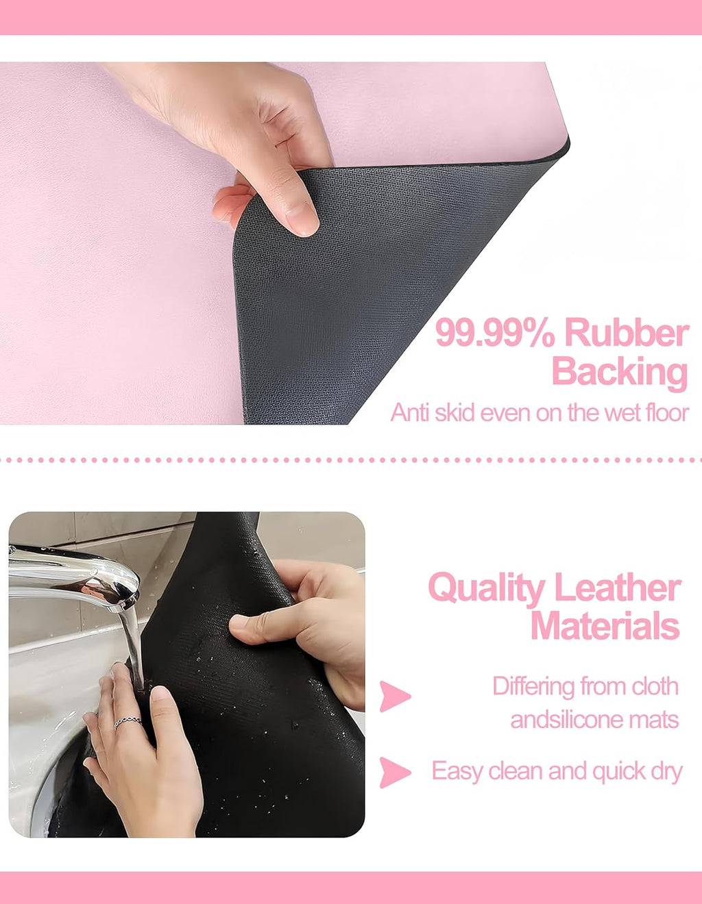 Dish Drying Mat for Kitchen Counter, 16"x24" Dish Drying Pad with Non-slip Rubber Backed, Hide