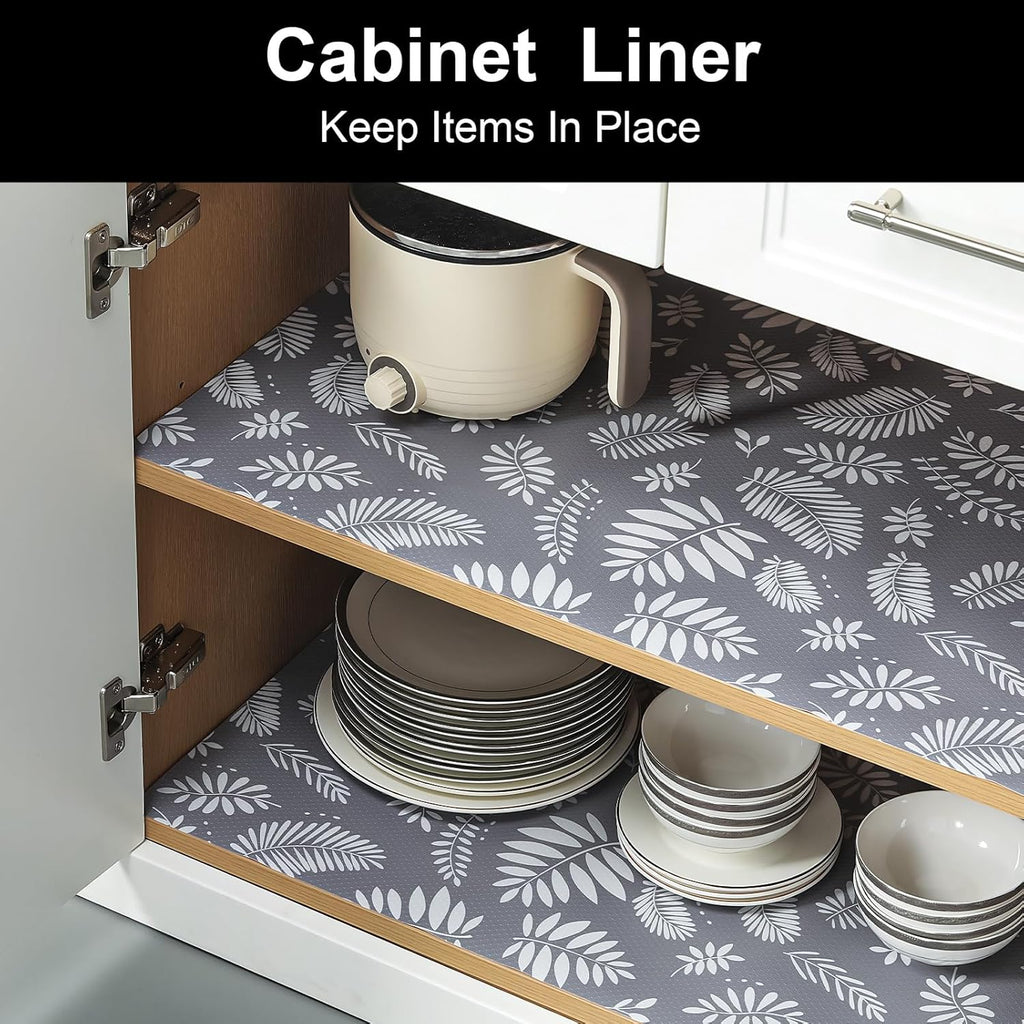 Cooyes Shelf and Drawer Liner for Kitchen Cabinets Non-Adhesive, Waterproof Non-Slip Cabinet Liners