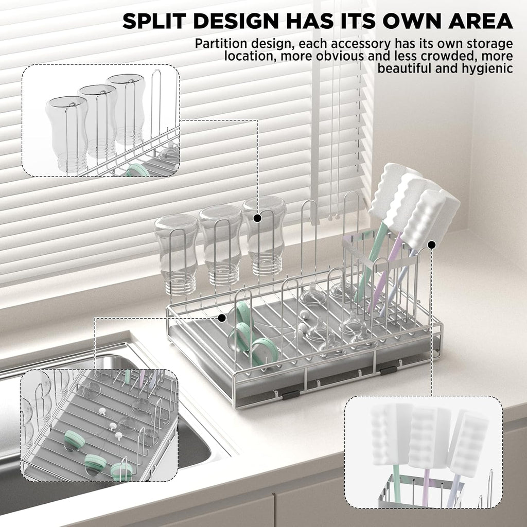 Baby Bottle Drying Rack Organizer Stainless Steel Large Countertop Glass Water Bottle Dryer Holder