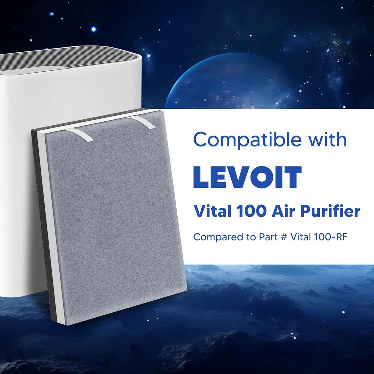Funmit Vital 100 Replacement Filter for LEVOIT Vital 100 Air Purifier, 3-in-1 H13 True HEPA and