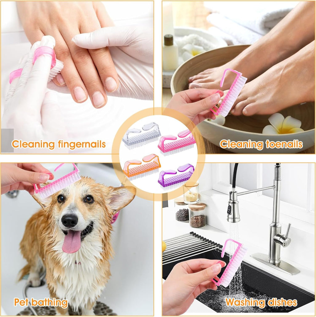 100 Pcs Handle Grip Nail Brush Bulk Nail Scrubber Cleaner Fingernail Brushes for Cleaning Nails