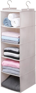 Large Hanging Sweater Organizer for Closet,Collapsible 6-Shelf Hanging Closet Shelves with Drawers