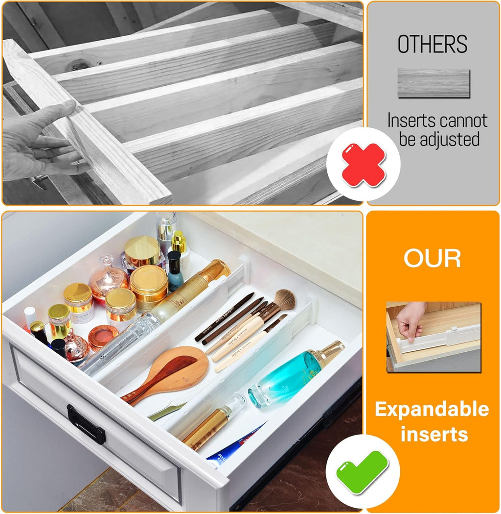 HiYZ Expandable Drawer Dividers, Large Kitchen Utensils Drawers Divider, 2.36" High Adjustable