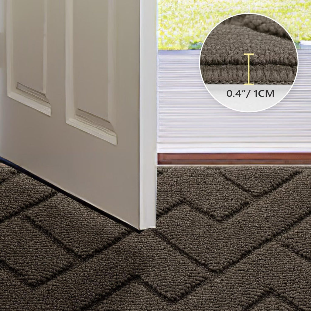 hicorfe Front Door Mat Outside Entrance,36"x59" Absorbent Muddy Dirt Resist Welcome Door Mats