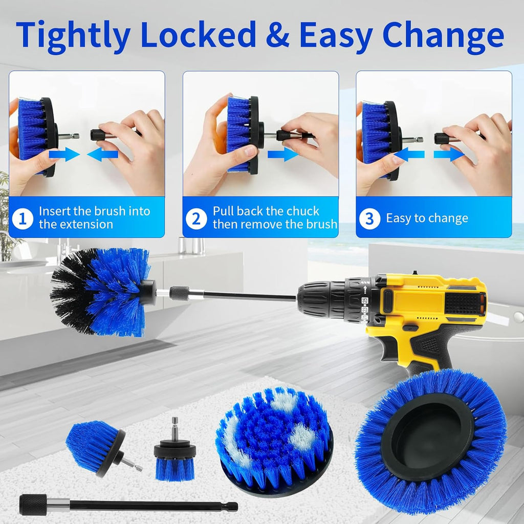 10 Pack Drill Brush Attachment Set, Drill Scrubber Brush Kit, Drill Cleaning Brush, Scrub Brush for