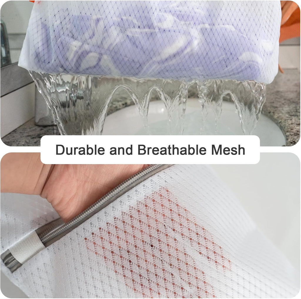 Polecasa 3Pcs 12 x 16 Inches Extra Durable 125g Diamond Mesh Laundry Bags with Sturdy Zipper for