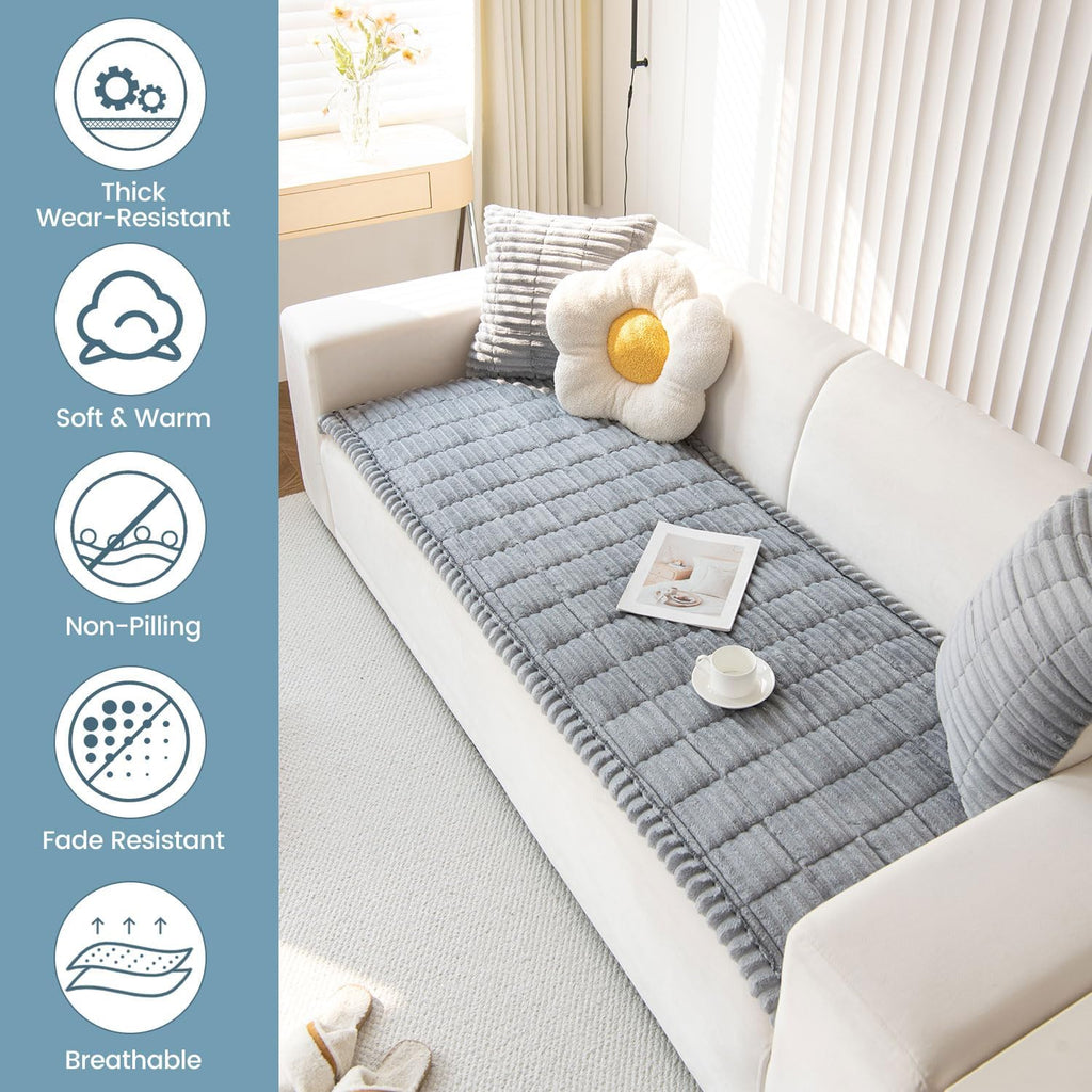 OTOB Couch Cover for Dogs Washable, Non Slip Plush Sofa Covers for 3 Cushion Couch, Fuzzy Pet