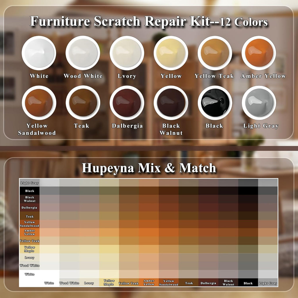 Wood Repair Kit, 12 Color Wood Fillers, Furniture Repair Kit, Repair Scratch, Cracks, Stains