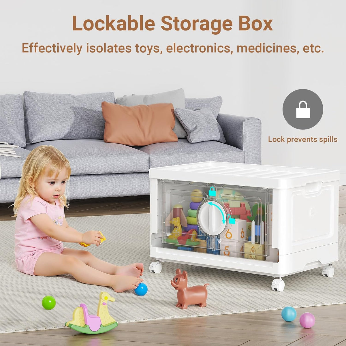 BROVIEW 480Qt Lockable Stackable Storage Bins with Lids, Closet Organizers and Storage Drawer