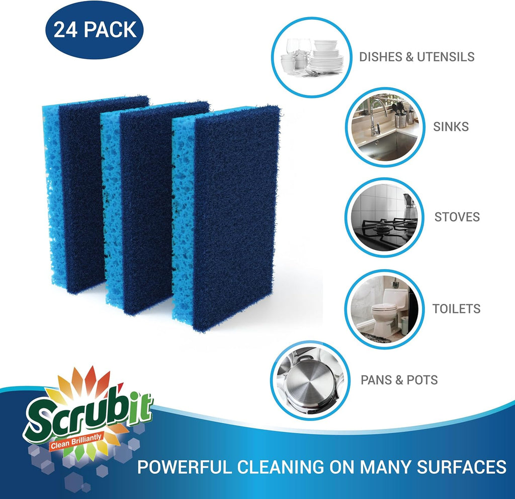 Scrubit Non-Scratch Cleaning Scrub Sponges- Scrubbing Dish Sponge Ideal for Washing Kitchen,Dishes