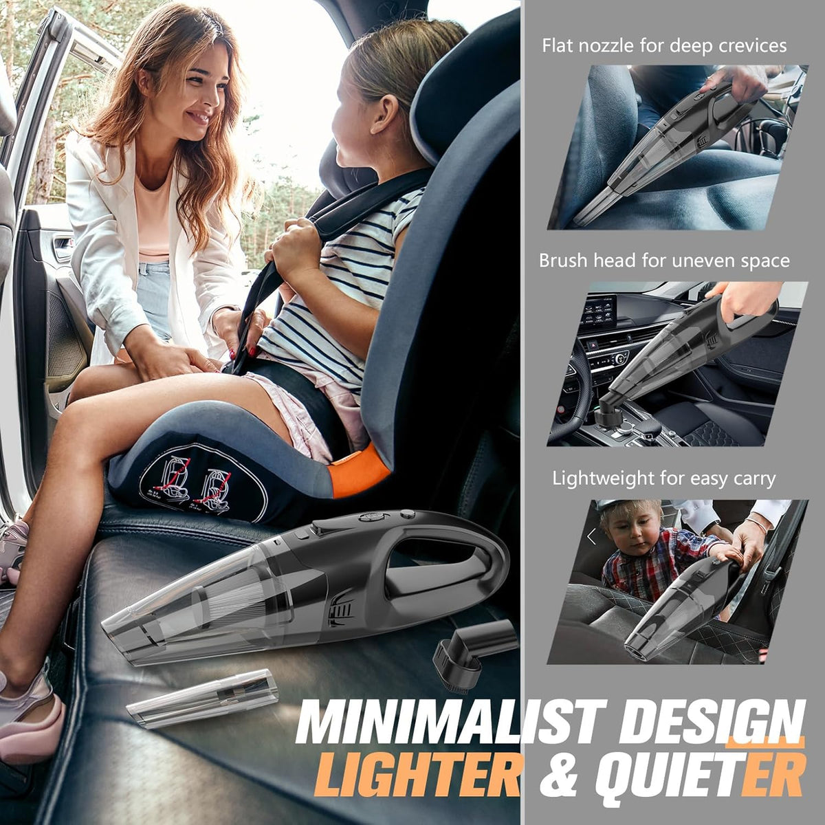Handheld Vacuum Cordless Rechargeable with LED Light, Car Vacuum Portable Cordless, Hand Vacuum