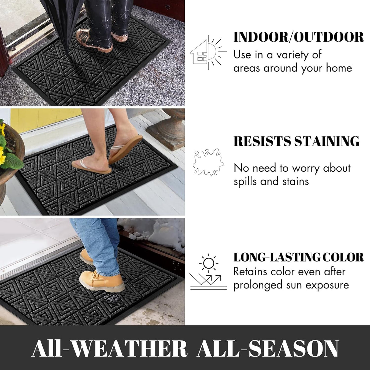 Yimobra Large Door Mat 36x24, All-Weather Waterproof Non-Slip Welcome Matt Outdoor, Heavy Duty Non