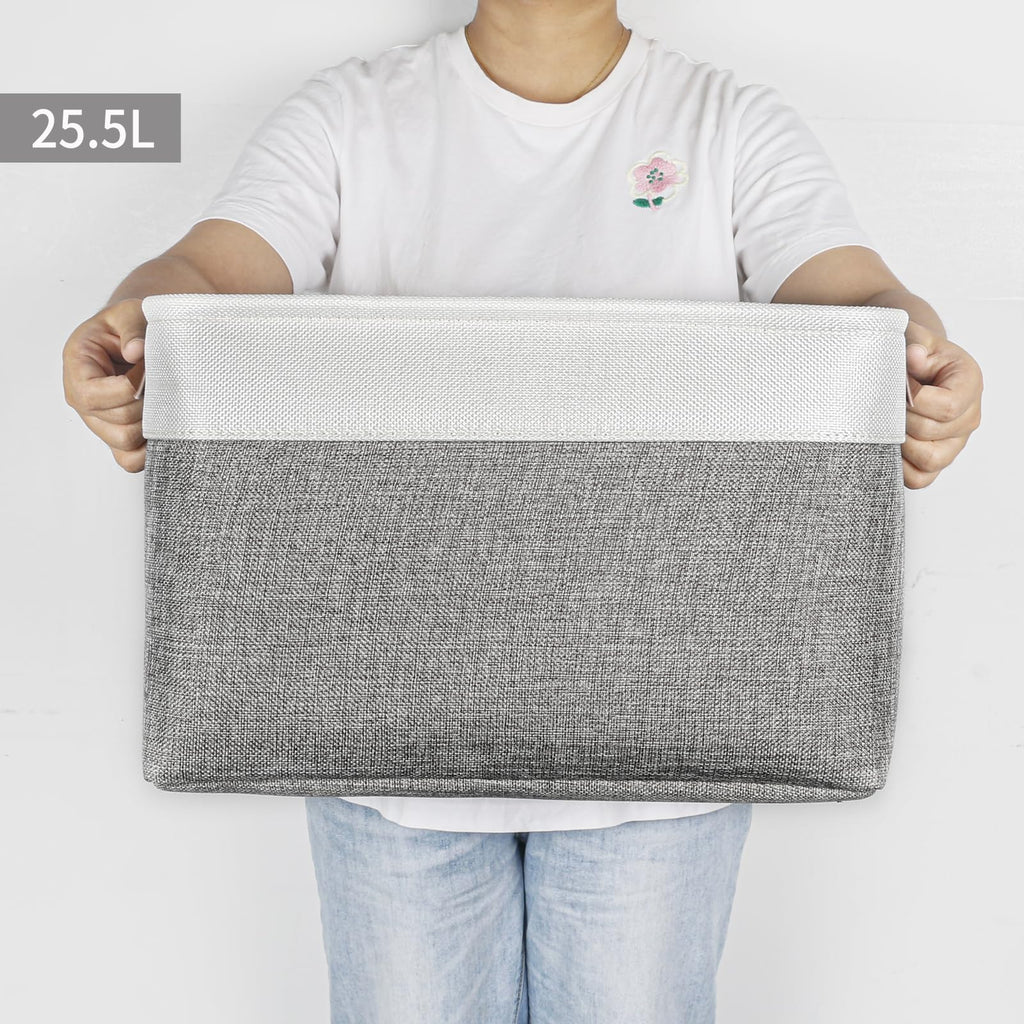 Bagnizer Storage Bins Large Fabric Storage Baskets for Shelves 3 Pack, 5Inches, Grey – view 7