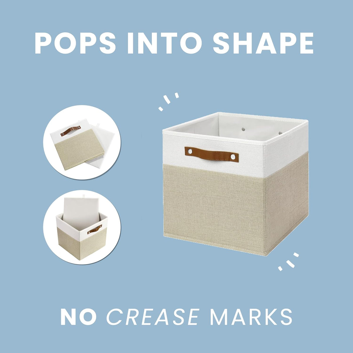 OrganiHaus 11x11 Fabric Cubes Storage Bins Set of 4, Foldable Collapsible Fabric Storage Bins for