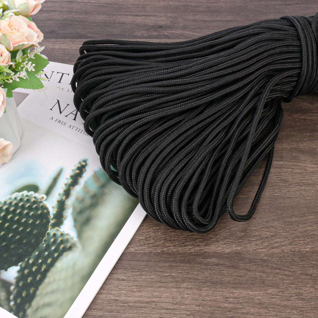 328 Feet 1/4 Inch Black Polyester Rope, 6mm Polypropylene Utility Rope for Kayaking, Camping, Home
