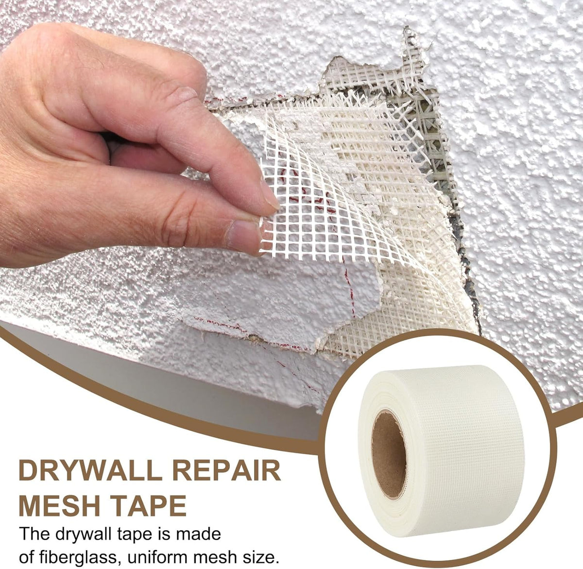 PATIKIL Drywall Repair Mesh Tape, 4 inch x 164 ft Fiberglass Repair Patch Self-Adhesive Dry Wall